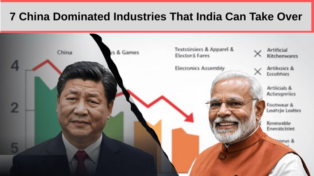 Discover 7 labor-intensive industries India can dominate as global companies reduce reliance on China. Learn how India can become the next global manufacturing hub