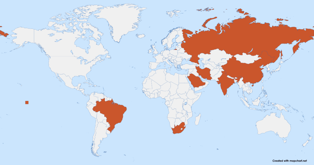 Brics nation map